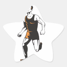 Marathon Runner Running Retro Star Sticker
