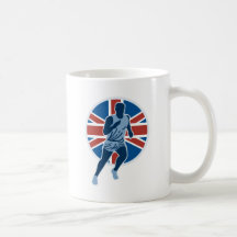 Marathon runner silhouette british flag mug