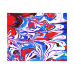 Marble Art, Red, White and Blue Wrapped Canvas Art Stretched Canvas Print