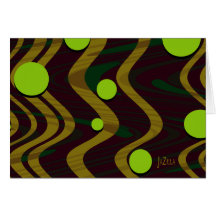 Marbled Gold Green Dot Wave Greeting Card