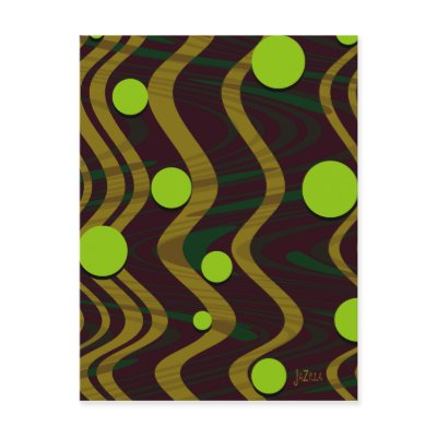 Marbled Gold Green Dot Wave Postcard by JaZilla