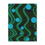 Marbled Retro Blue Green Dot Wave Post Cards