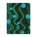 Marbled Retro Blue Green Dot Wave postcards