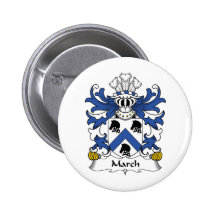 March Family Crest Pinback Button
