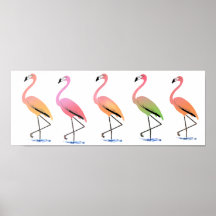 March of the Tropical Flamingos Print