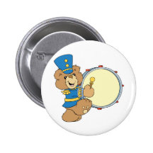 Marching Band Drummer Bear Pinback Buttons