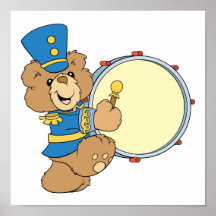 Marching Band Drummer Bear Posters