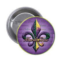 Mardi Gras bead Fleur de lis 2 Buttons