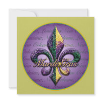 Mardi Gras bead Fleur de lis 2 Invites