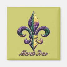 Mardi Gras bead Fleur de lis 2 Magnets
