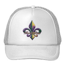 Mardi Gras bead Fleur de lis 2 Mesh Hats