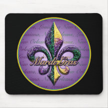 Mardi Gras bead Fleur de lis 2 Mousemats