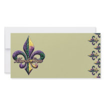 Mardi Gras bead Fleur de lis 2 Picture Card