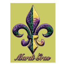 Mardi Gras bead Fleur de lis 2 Post Cards