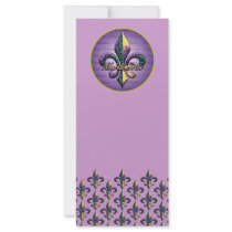 Mardi Gras bead Fleur de lis 2 Rack Card