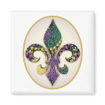 Mardi Gras Bead Fleur de lis magnets
