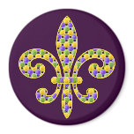 Mardi Gras bead Fleur de lis Magnets