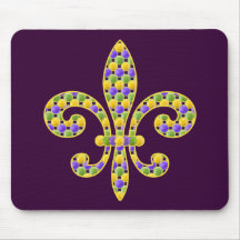 Mardi Gras bead Fleur de lis Mousemats