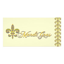 Mardi Gras bead Fleur de lis Photo Card