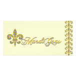 Mardi Gras bead Fleur de lis photo cards