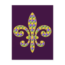 Mardi Gras bead Fleur de lis Postcard