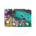 Mardi Gras Beads & Green Feather Mask stickers