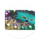 Mardi Gras Beads & Green Feather Mask stickers