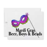 Mardi Gras Beer Boys Beads Mask Personalized Invitations