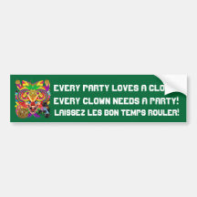 Mardi Gras Clown View notes please Bumper Stickers