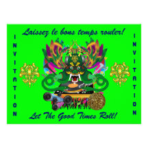 Mardi Gras D. J. Dragon King View Hints please Personalized Invitations