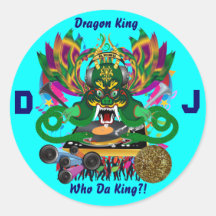 Mardi Gras D. J. Dragon King View Hints please Round Stickers