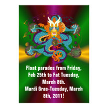 Mardi Gras Dragon V-2 Custom Invitations