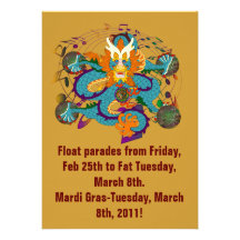 Mardi Gras Dragon V-2 Custom Invitations