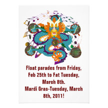 Mardi Gras Dragon V-2 Personalized Invitation