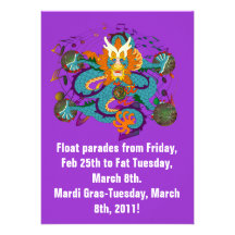 Mardi Gras Dragon V-2 Personalized Invite