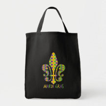Mardi Gras Fleur de Dots Canvas Bag
