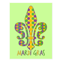 Mardi Gras Fleur de Dots Post Cards