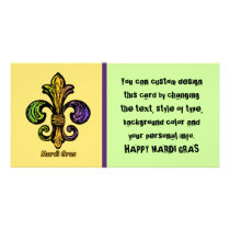 Mardi Gras Fleur de lis Personalized Photo Card