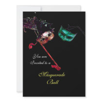MARDI GRAS MASQUERADE BALL ,Black rsvp Personalized Announcements