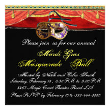 MARDI GRAS MASQUERADE BALL THEATRE STAGE CUSTOM ANNOUNCEMENTS