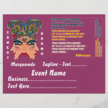 Mardi Gras Masquerade Comedy Drama View Hints Plse Personalised Flyer