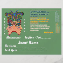 Mardi Gras Masquerade Comedy Drama View Hints Plse Flyers