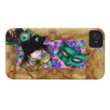 MARDI GRAS MASQUERADE parchment confetti iPhone 4 Case