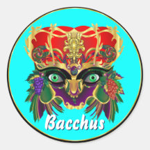 Mardi Gras Mythology Bacchus View Hints Please Round Sticker
