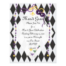 Mardi Gras Party Personalised Invites