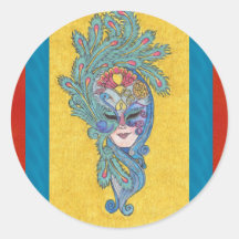 Mardi Gras Peacock Mask Sticker