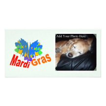 Mardi Gras Split Mask Customized Photo Card