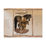 Mare and Baby in Wood Frame plain Postcard