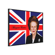 Margaret Thatcher - British Flag Canvas Prints
