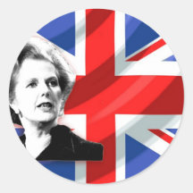 Margaret Thatcher Union Jack Round Stickers